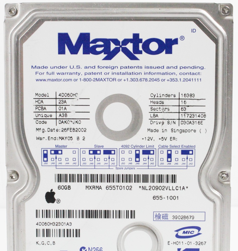 10000398-Maxtor 4D060H3 60GB Apple IDE Hard Drive-image