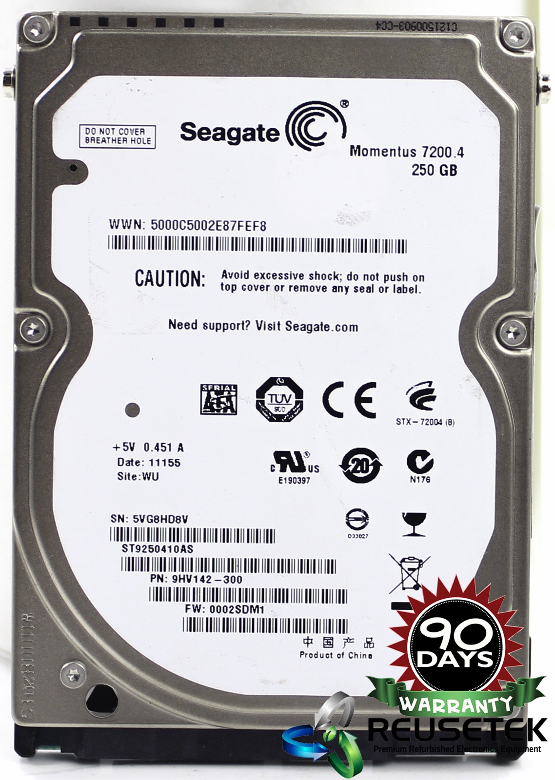 5000317696080130-SN12161702-Seagate ST9250410AS P/N: 9HV142-300 250GB 2.5" SATA Hard Drive -image