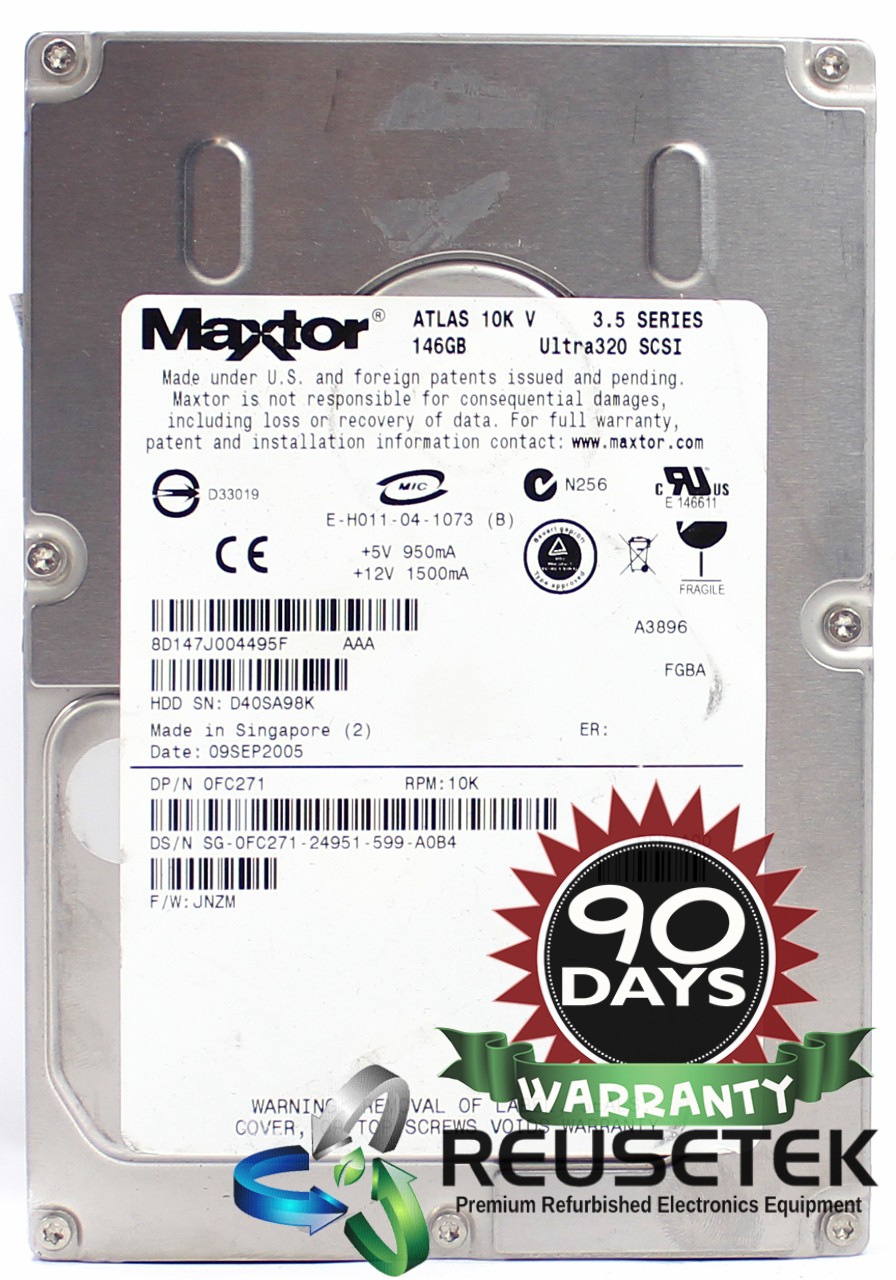 500031769607158-SN11931410-Maxtor 8D147J004495F P/N: 0FC271 F/W: JNZM 146GB 3.5" SCSI Hard Drive-image