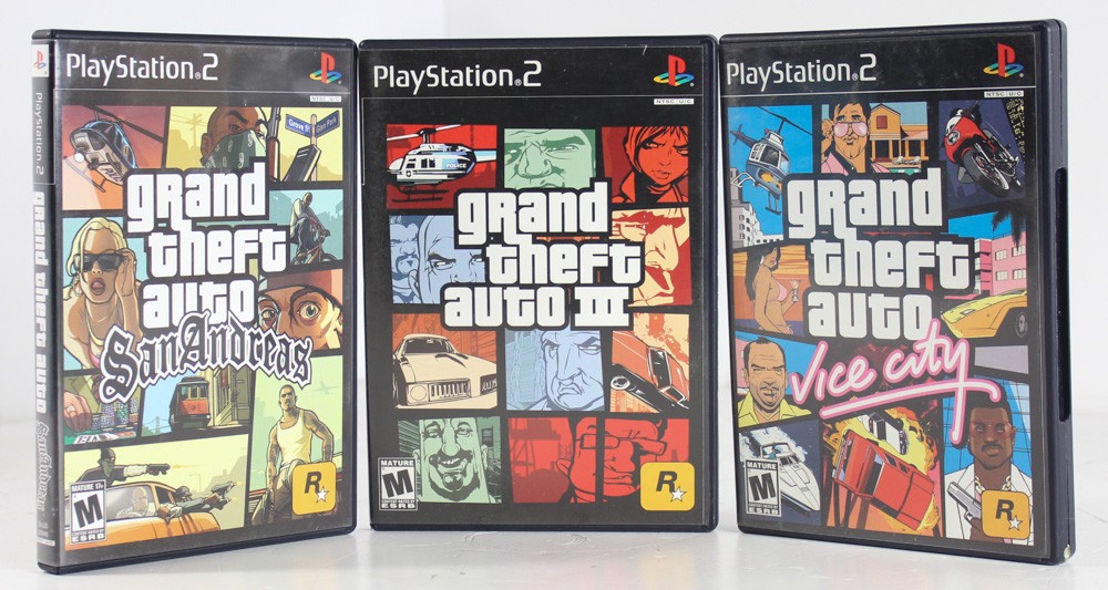 50000264-Grand Theft Auto San Andreas, Grand Theft Auto Vice City, Grand Theft Auto III -Lot of 3 For Playstation 2-image