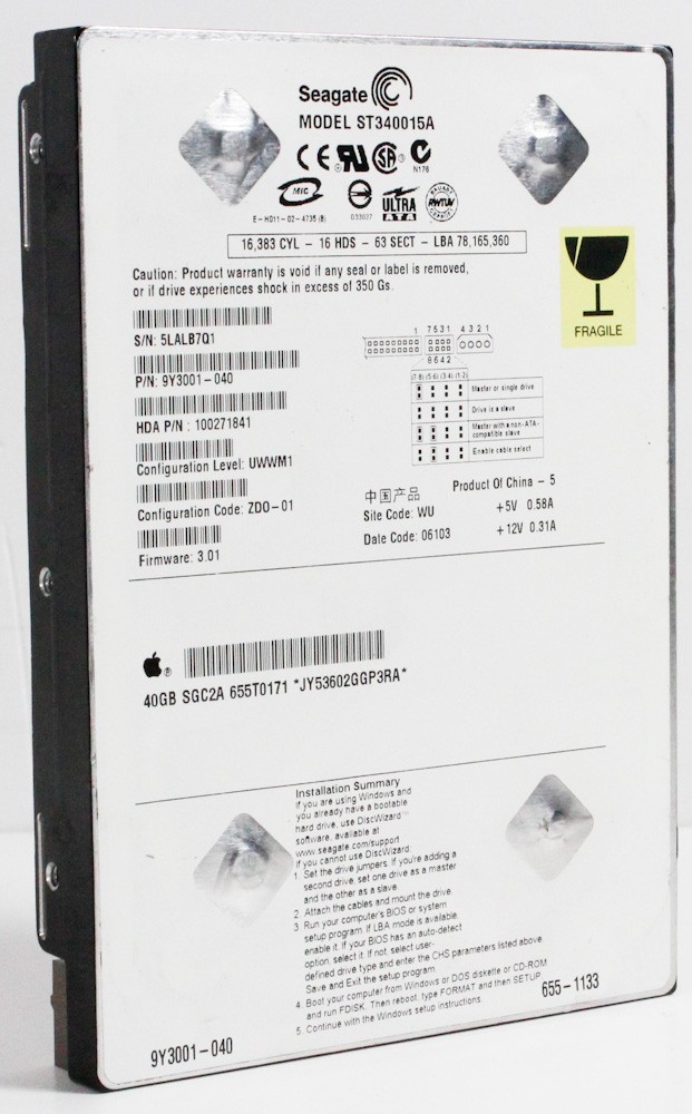 10000393-Seagate ST340015A 40GB IDE Apple Hard Drive-image