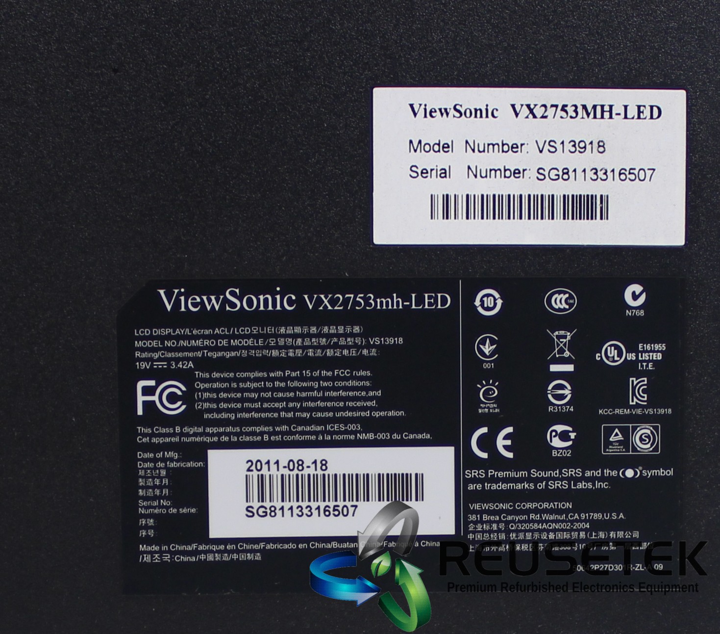 500030200-ViewSonic VX2753mh-LED VS13918 27" 1080p LCD Monitor -image