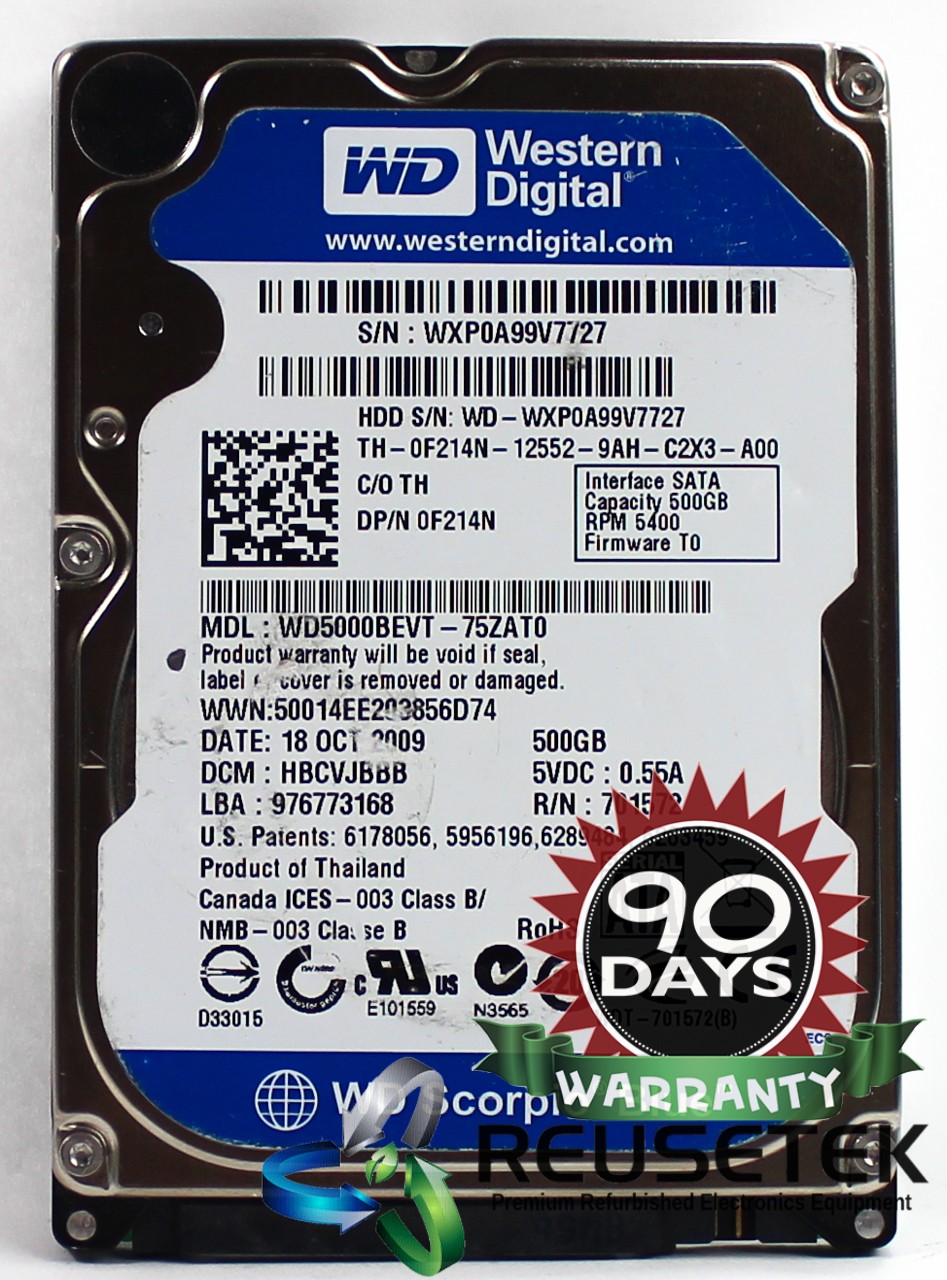 sn12087895-Western Digital WD5000BEVT-75ZAT0 DCM: HBCVJBBB 500GB 2.5" Laptop Sata Hard Drive-image